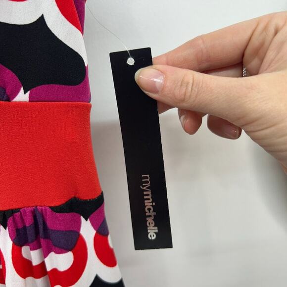 NWT Vintage Y2K 2000s My Michelle Colorful Tie Back Halter Mini Dress Small - Picture 6 of 7